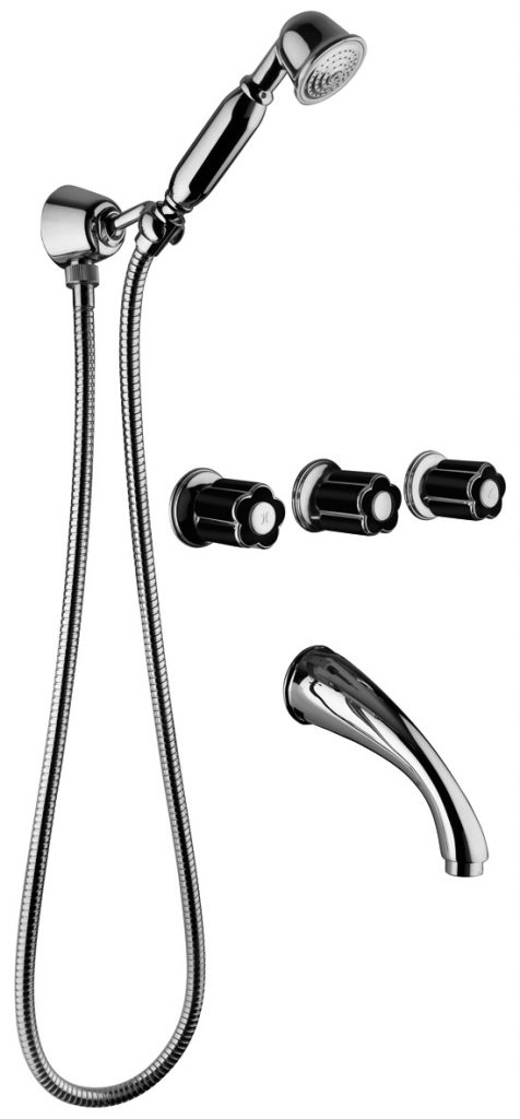 11530 / D БЕЛЫЙ-12530 / D ЧЕРНЫЙ Встраиваемый смеситель для ванны и душа с дуплексным душем. Bongio Fleur Blanc&Noir 11530/D BLANC-12530/D NOIR