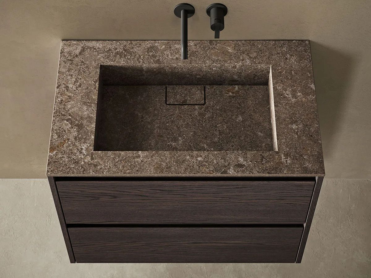 Деревянный умывальник с мраморной столешницей и ящиками Inbani слой ARCH-00134784 - Вид №2