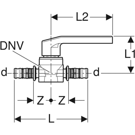 611.061.00.2 Шаровой кран Geberit Mepla с рукояткой Geberit  - Вид №2