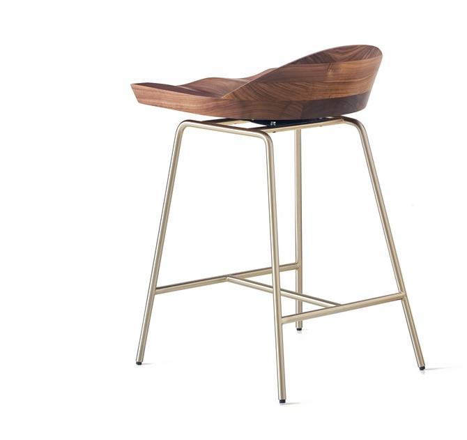 BassamFellows Табурет из стали и дерева со спинкой Spindle Cb-282 - Вид №3