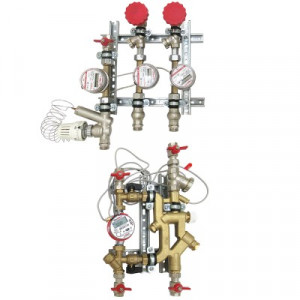 VT.NM.VFR.15.0.0 Квартирная станция для систем отопления и водоснабжения  вертикального размещения с рециркуляцией ГВС Valtec 1,5/1,5 м куб./ч
