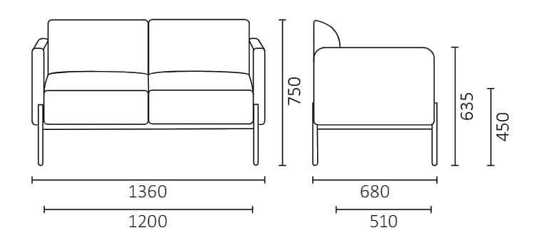 2-местный тканевый контрактный диван Leyform Lia ARCH-00069674 - Вид №3