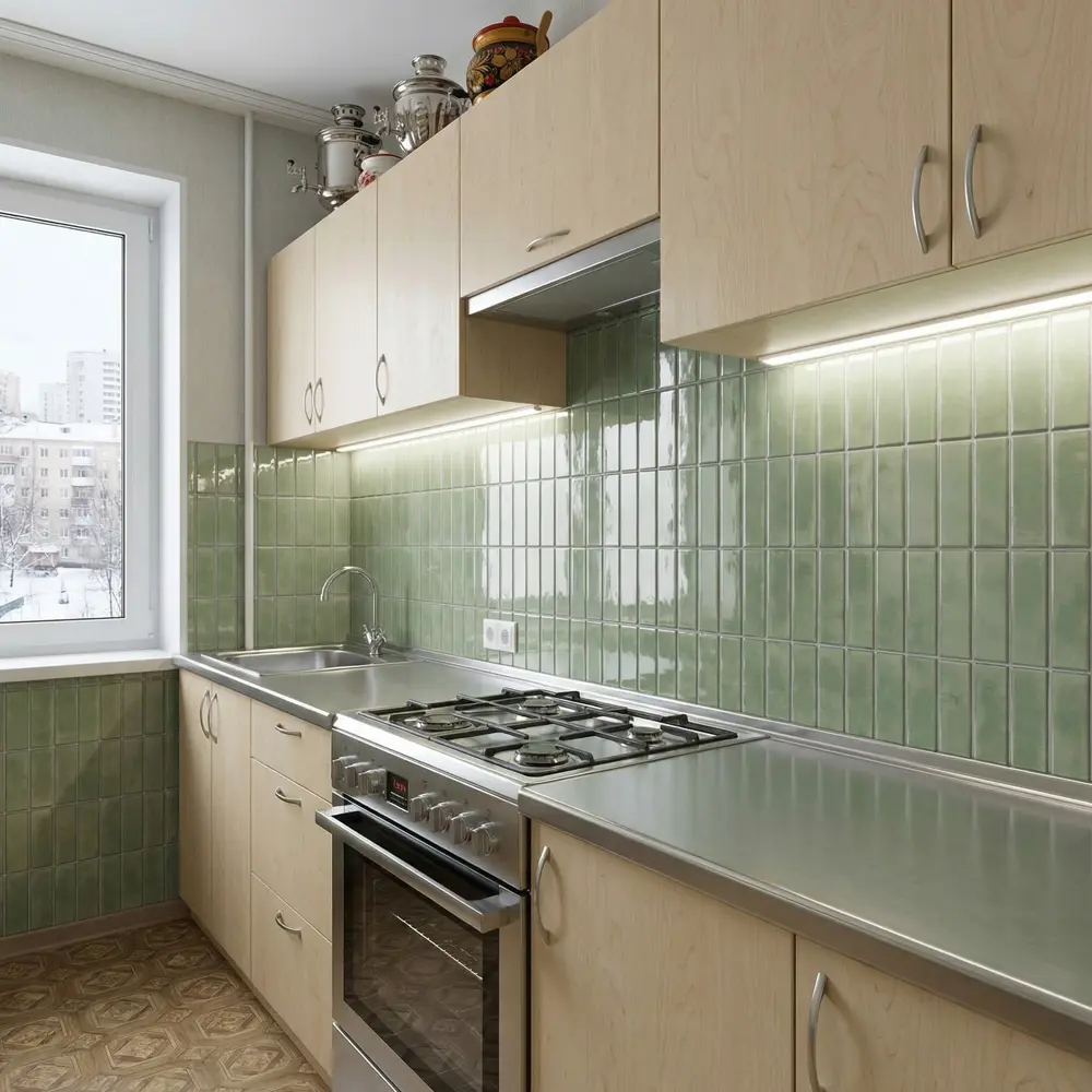 Листовая панель ПВХ Оливковая глазурь 962x478 мм 0.47 м² Santreyd STLM-2123941 - Вид №1