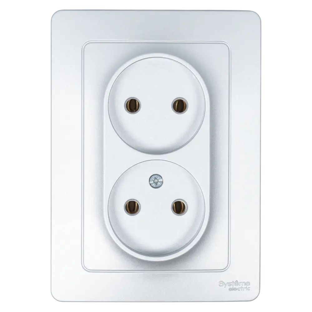 Розетка двойная встраиваемая Systeme Electric Blanca 16 А без заземления цвет алюминий 86728860 STLM-2185403