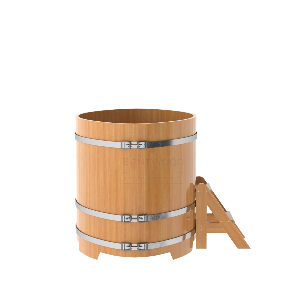 1169 Купель овальная из лиственницы 1,02х1,68х1,1 натуральная премиум Alyarus  - Вид №2