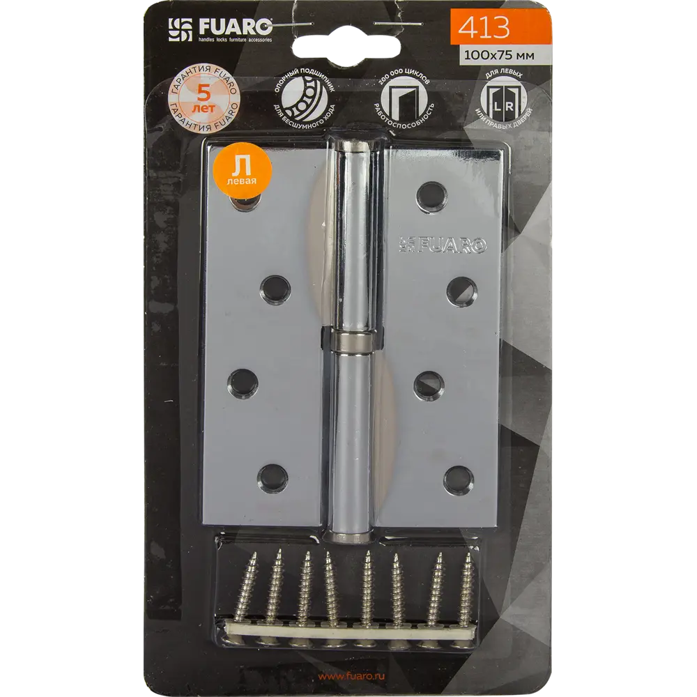 16438331 Петля съемная Fuaro 413/BL-4 левая 100x75x2.5 мм цвет глянцевый хром STLM-0006845  - Вид №4