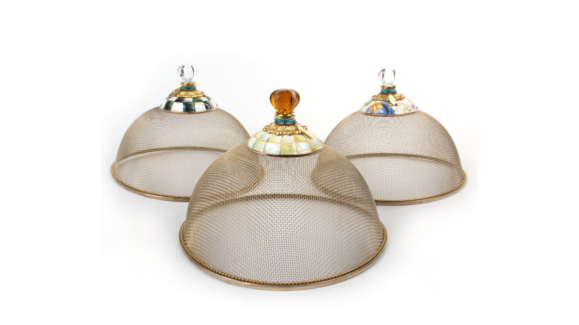 10654498 Mackenzie-Childs Купол для блюд малый сетка Courtly Check Сталь нержавеющая  - Вид №1