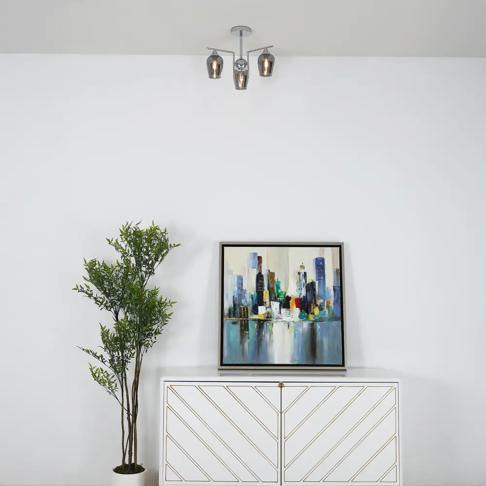 Люстра на штанге Libre 3 лампы 12 м² цвет хром SCHAFFNER STLM-2172858 - Вид №10