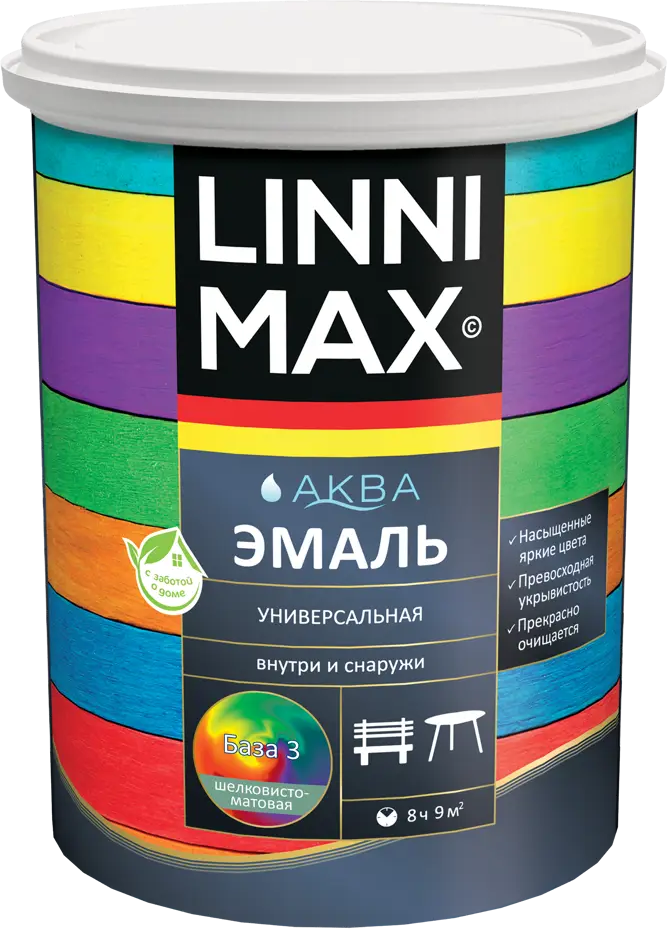 Эмаль LINNIMAX Аква прозрачная глянцевая для дерева и металла 0,85 л 89349611