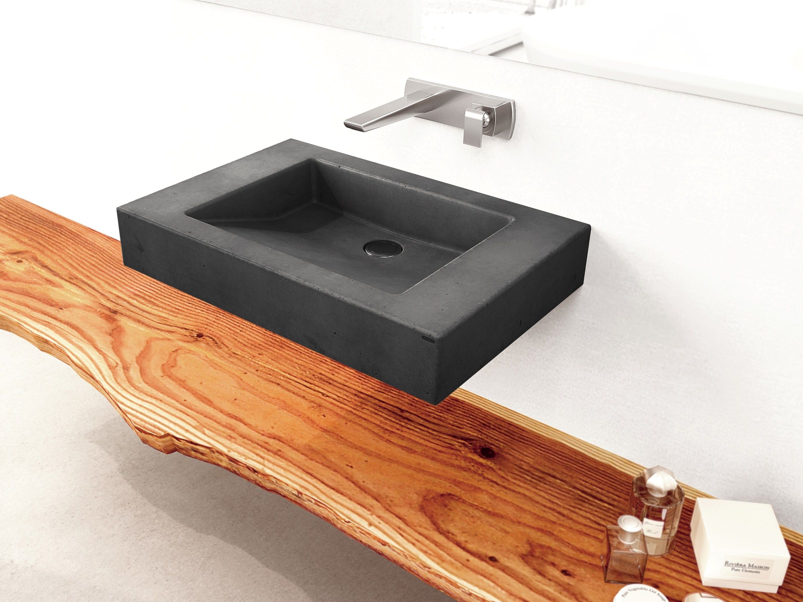 Бетонный одиночный подвесной умывальник Gravelli SLANT 07 SINGLE ARCH-00081644 - Вид №5