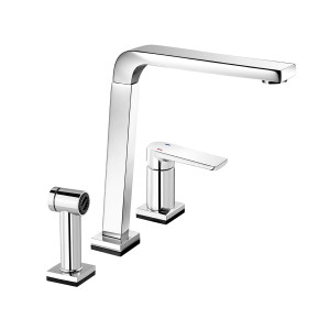 00699406 Смеситель кухонный однорычажный с ручным душем Bistro Tech матовый никель Docol BISTRO