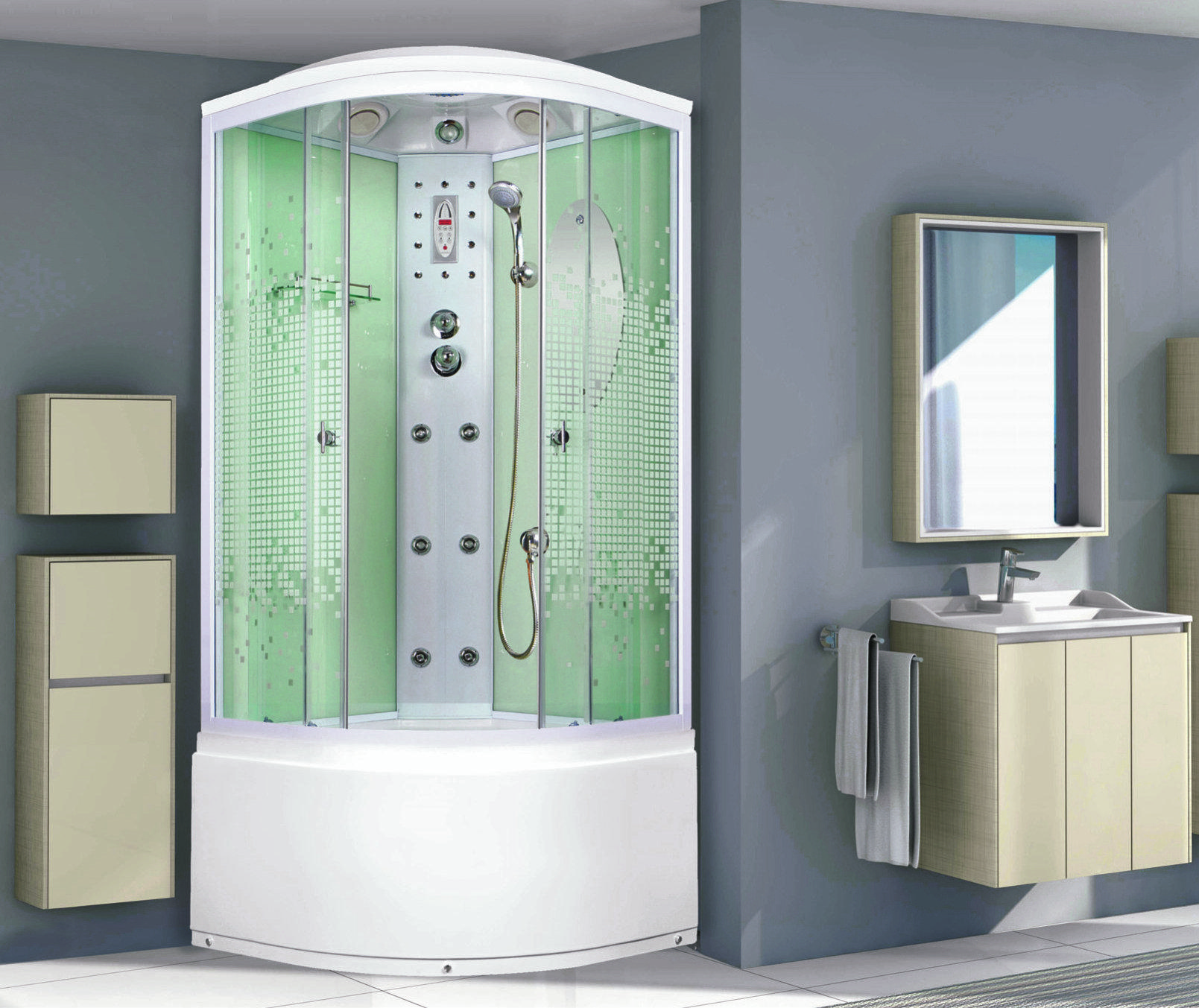 Душевая кабина NG-309-01N (1000х1000х2200) высокий поддон(48см) стекло МОЗАИКА Niagara Ultra 3090154N