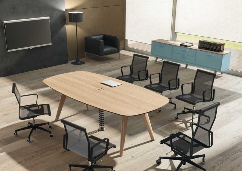 Bralco Стол для совещаний из лакированного прямоугольного дуба Rail sun-id-1414253 - Вид №1