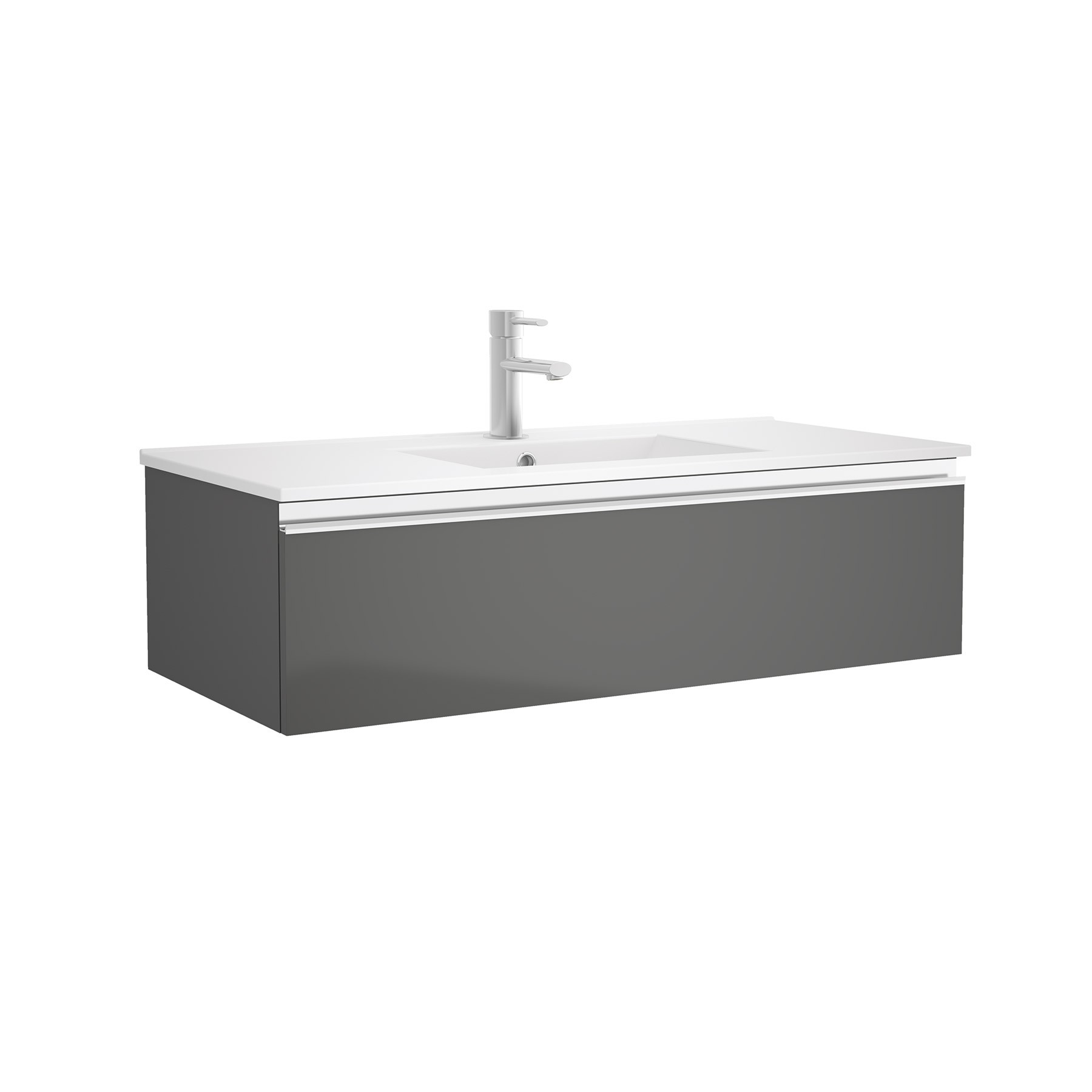 22793 SALGAR Мебель для умывальника SPIRIT 1000 1 металлический ящик GLOSS GREY 997 x 270 x 450 мм Глянцевый серый