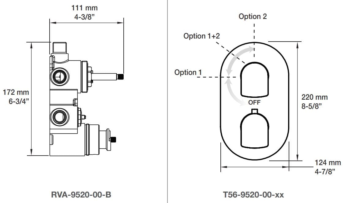 Термостатический смеситель для душа с 2 отверстиями и переключателем BARIL Accent B56 ARCH-00047457 - Вид №2