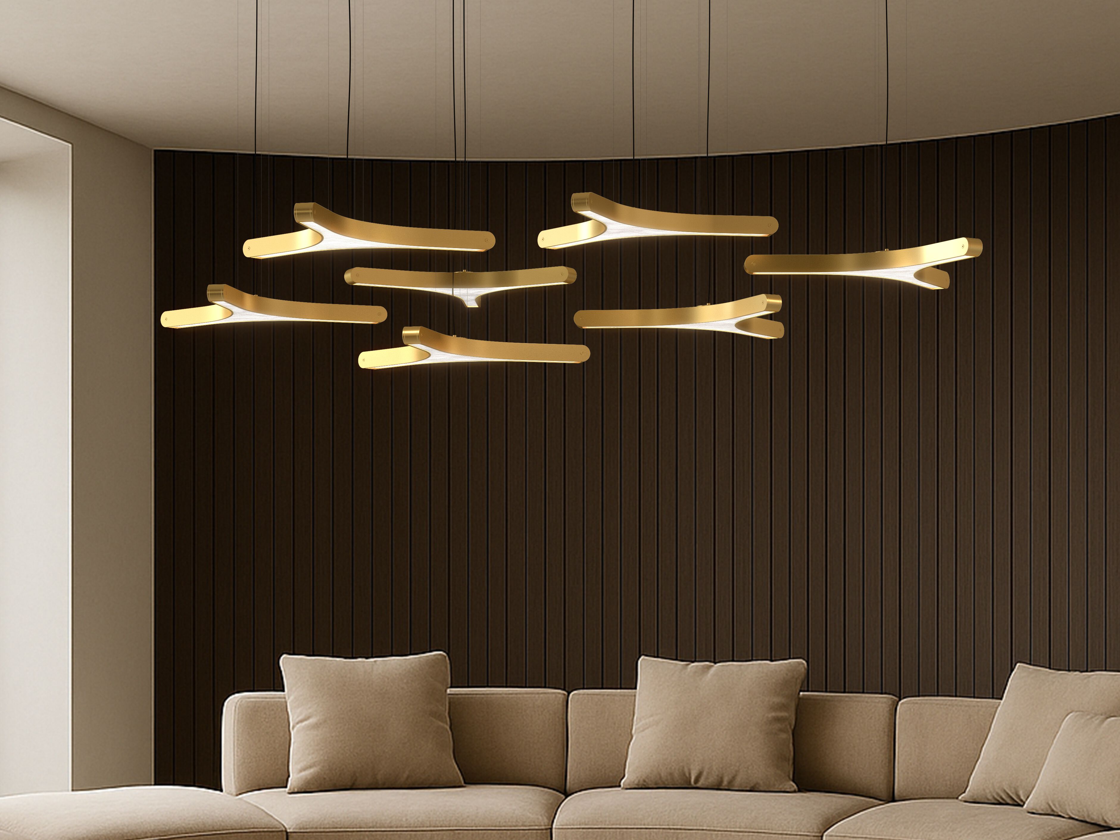 Подвесной светильник из алюминия и кованого стекла Euroluce Lampadari Pegaso ARCH-00151443