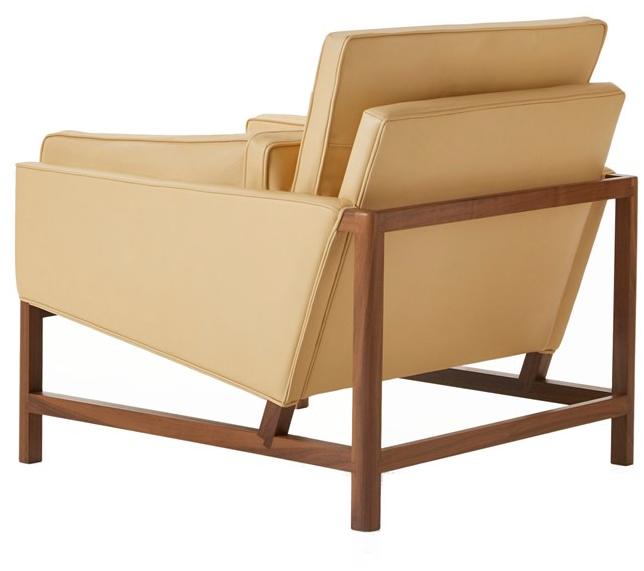 BassamFellows Кожаное кресло с подлокотниками Wood frame lounge Cb-50 - Вид №3