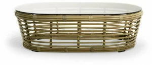 Varaschin Овальный журнальный столик из тканого синтетического волокна со стеклянной столешницей Tonkino 1955