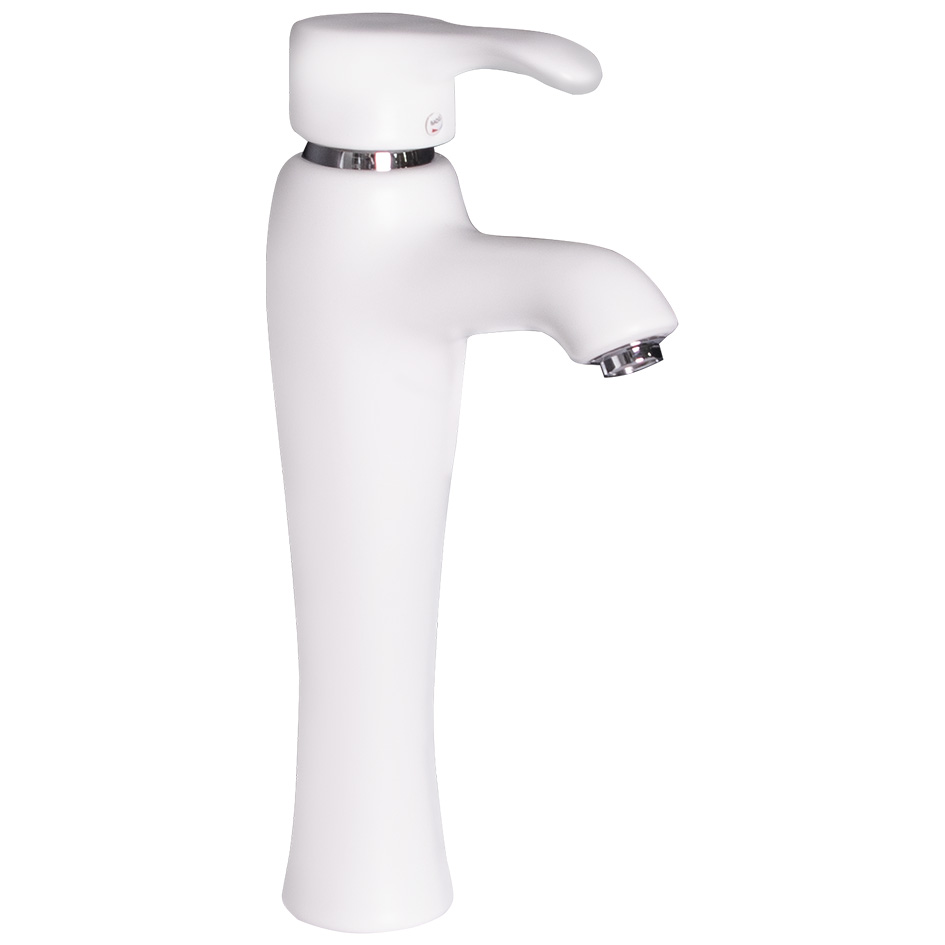 Смеситель д/ум MLN-F-001-M керамический, однорычажный, белый матовый, высокий MELANA 