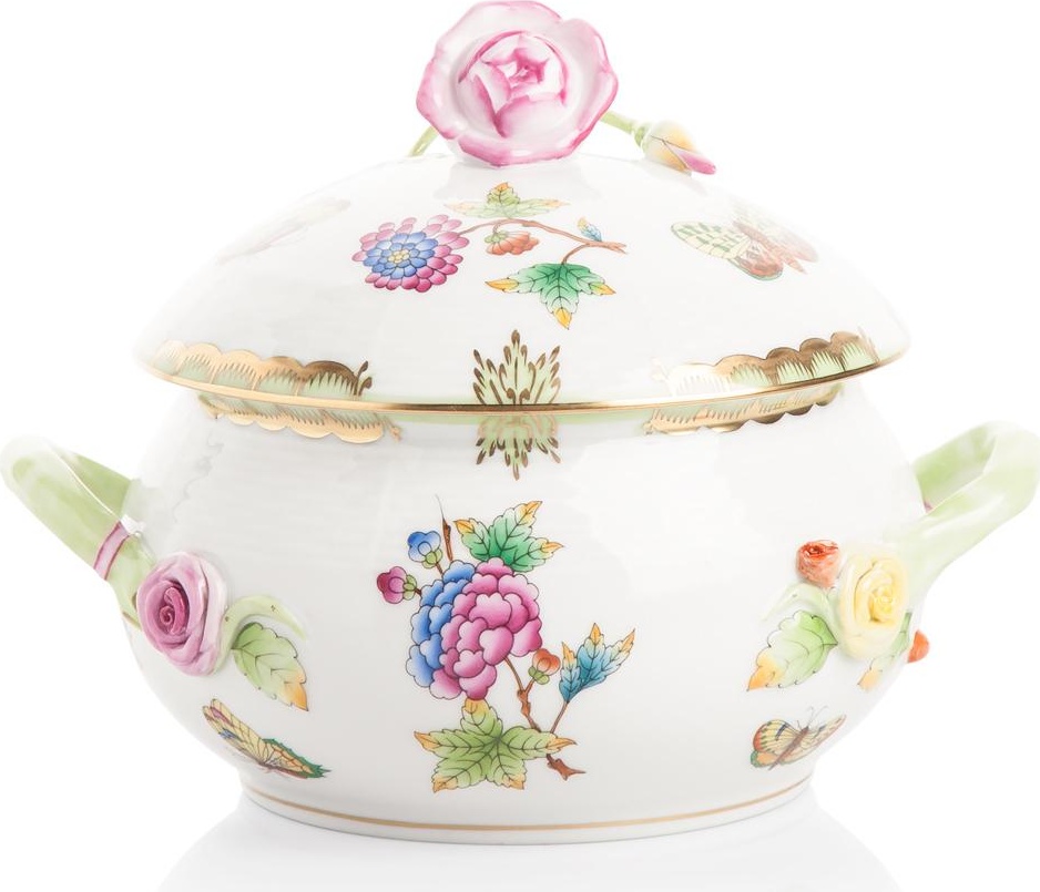 71892 Herend Блюдо для горячего с крышкой малое 0,8л "Виктория" (с розой) Фарфор 