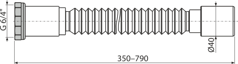 Гибкое соединение 6/4"×40 металл ALCAPLAST A792 - Вид №1