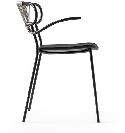 TrabA' Металлический стул с подлокотниками с открытой спинкой Genoa 0048/49-met-cross-pu - Вид №1