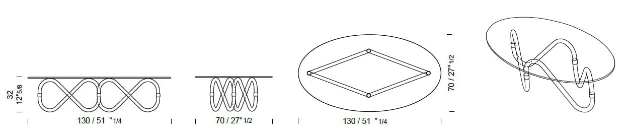 Стеклянный овальный журнальный столик Borzalino FLOW ARCH-00016517 - Вид №2