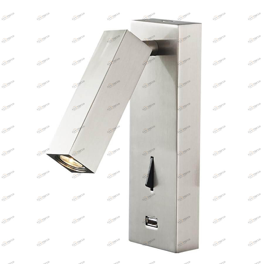 Спот настенный светодиодный с выключателем и USB-портом никель Floadow 2017-N LOFT IT LOFT2017 00-3891661 Никель 