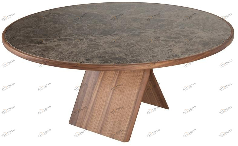 Tonin Casa Круглый стол из ореха и столешница из керамогранита Still sun-id-1377539