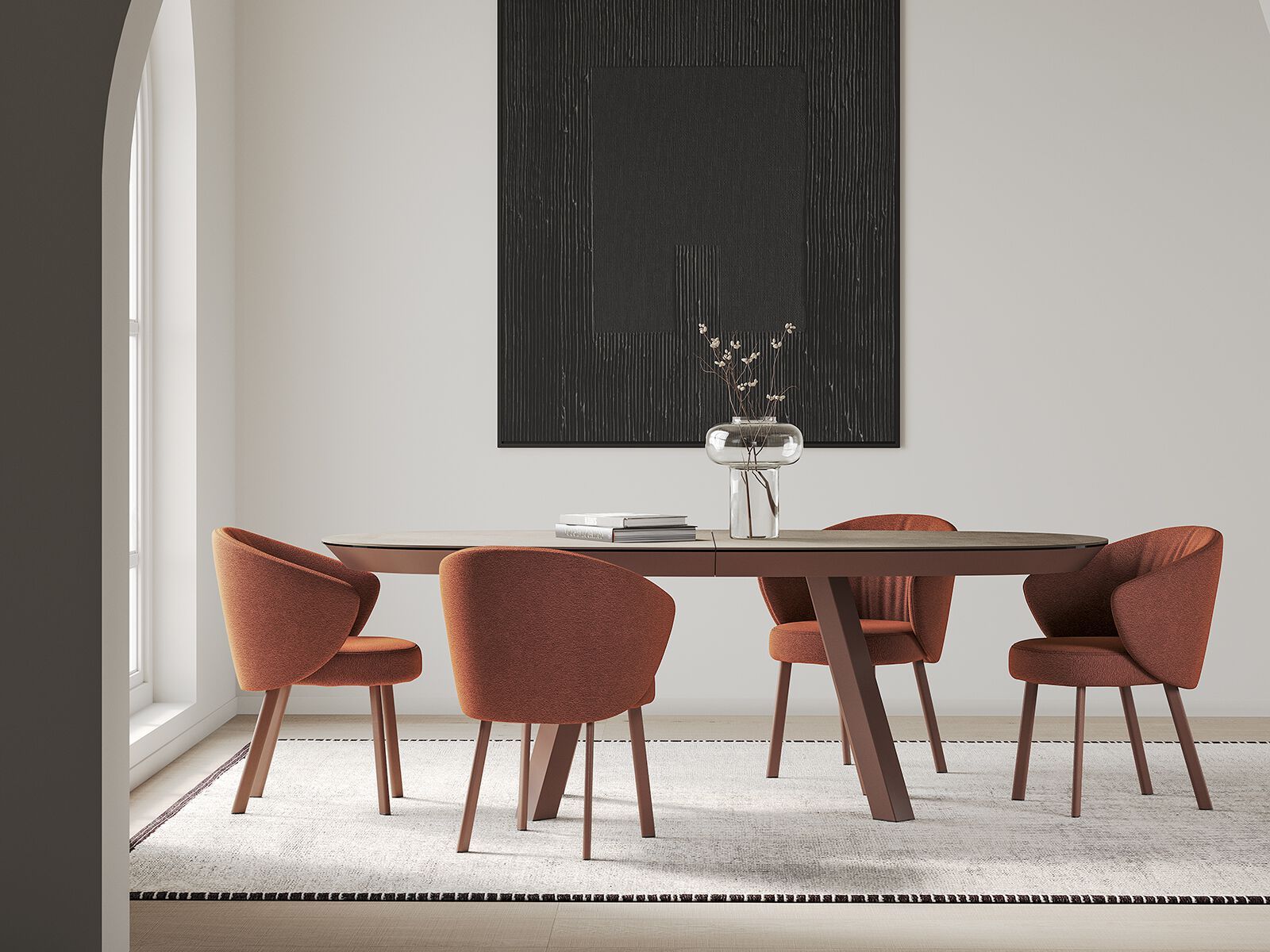 Керамический выдвижной овальный обеденный стол MOBLIBERICA Esla ARCH-00065909 - Вид №5