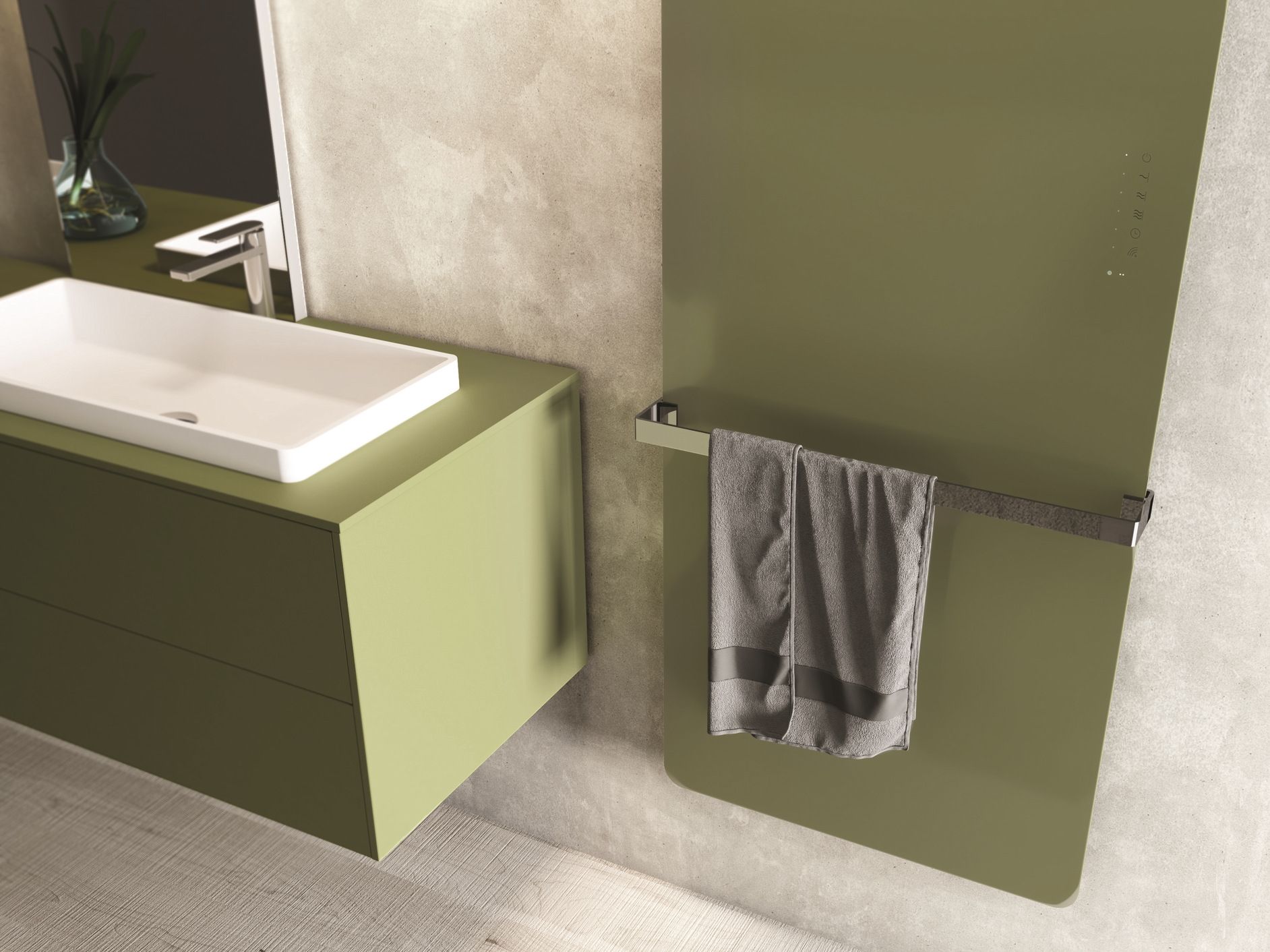 Настенный стеклянный панельный полотенцесушитель DISENIA Helios ARCH-00002354 - Вид №1