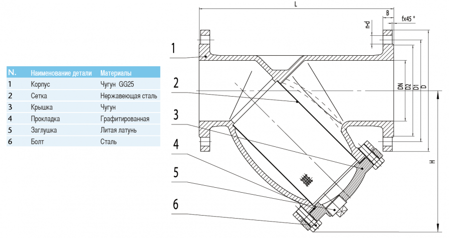 CIMBERIO CIM 3295 100 Чугунный фланцевый сетчатый фильтр CIM 3295 PN16  - Вид №1
