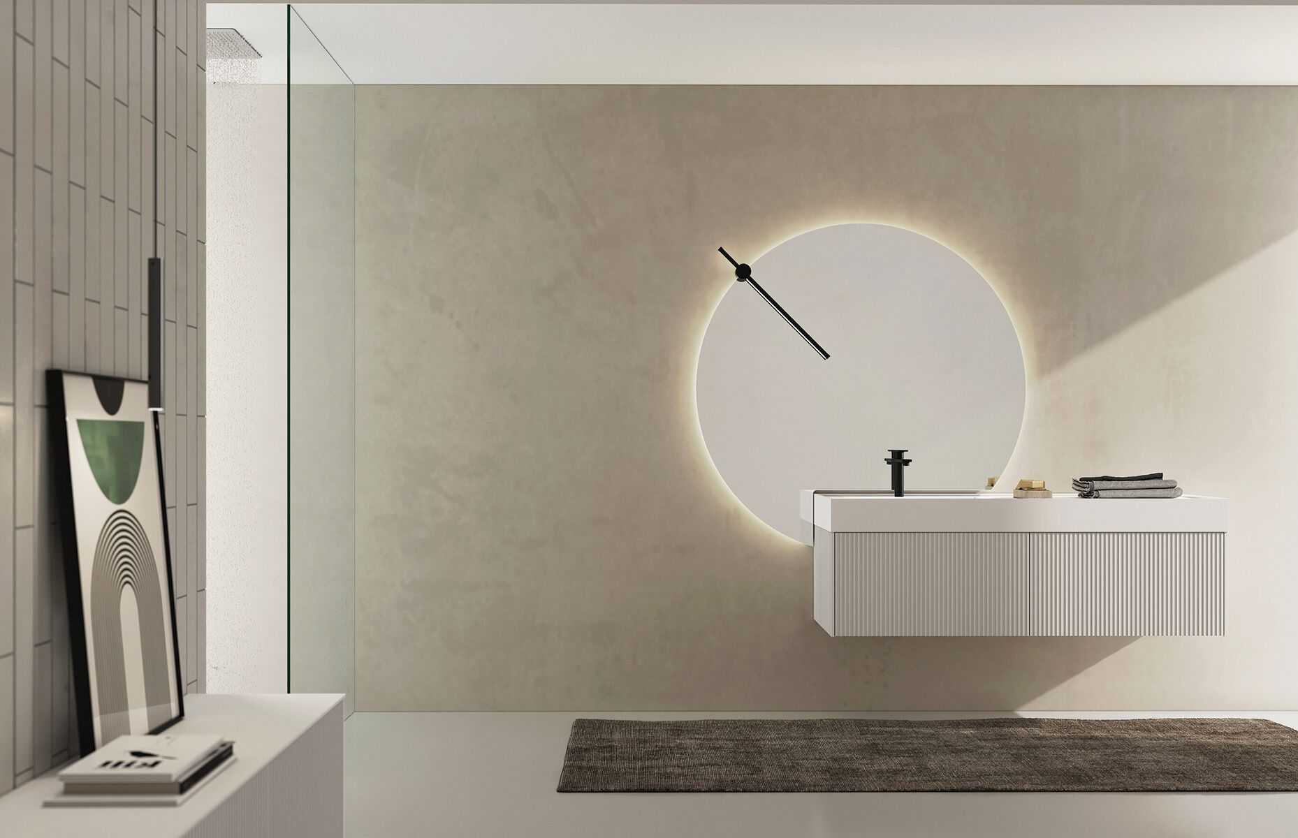 Деревянный подвесной шкаф для умывальника Ed Ocritech со встроенной раковиной LEGNOBAGNO Ri-Stretch ARCH-00009291 - Вид №1