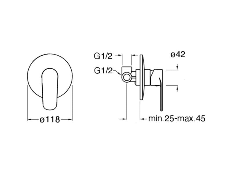 Встраиваемый смеситель для душа с пластиной CRISTINA Rubinetterie OK@Y CRIOK118 ARCH-00103111 - Вид №2