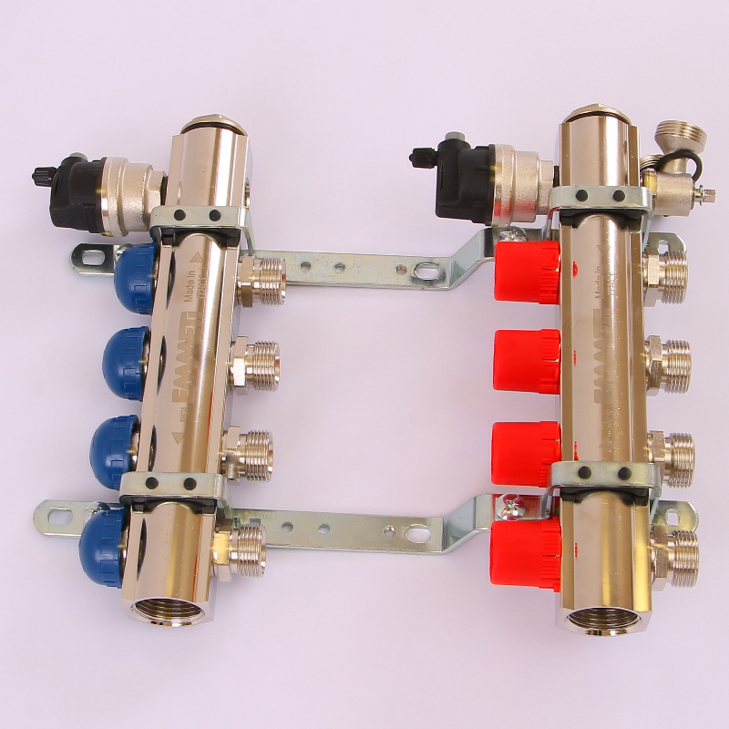 Коллекторная группа TOPWAY с регулировочными и термостатическими вентилями с резьбой под евроконус EMMETI 1"x3/4"ЕК 4 выхода 01298714 - Вид №1