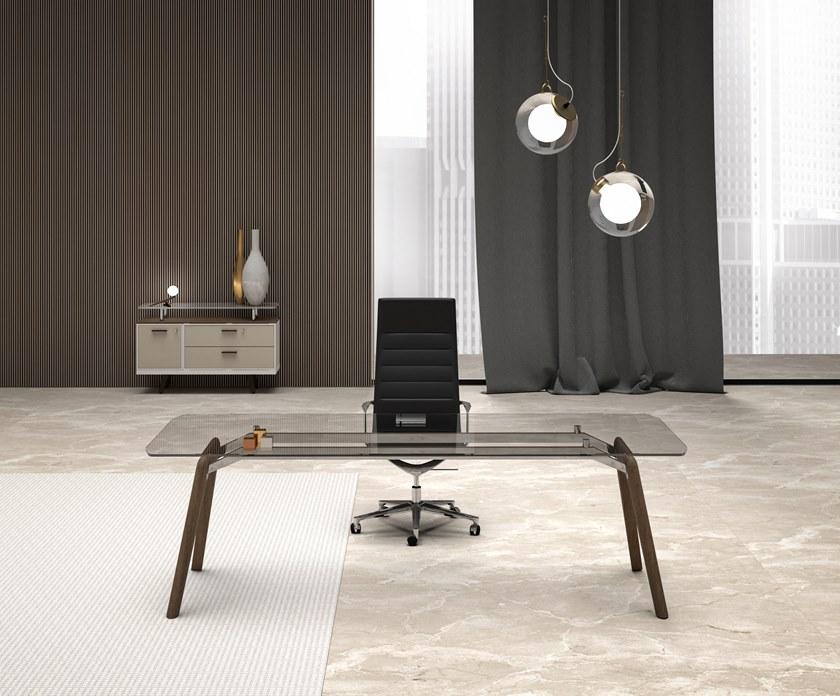 Bralco Прямоугольный письменный стол из стекла Rail sun-id-1443360 - Вид №4