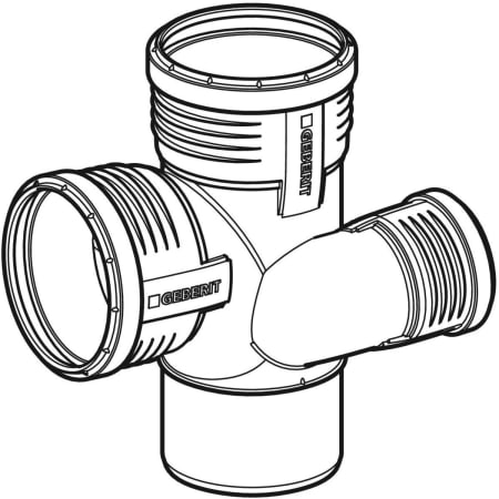 GEBERIT 390.464.14.1 Крестовина Geberit Silent-PP, левая со смещенным впуском и дополнительным отводом 87,5°  - Вид №1