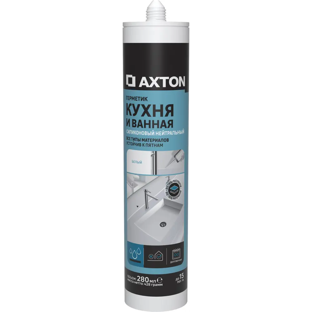 Герметик нейтральный для кухни/ванной Axton, белый 280 мл STLM-2140240
