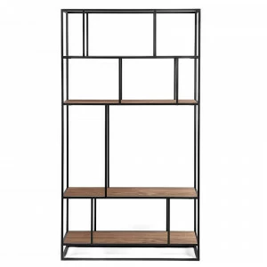 Стеллаж металлический, американский орех Makella black INTELLIGENT DESIGN СТЕЛЛАЖ MAKELLA 260745 Черный