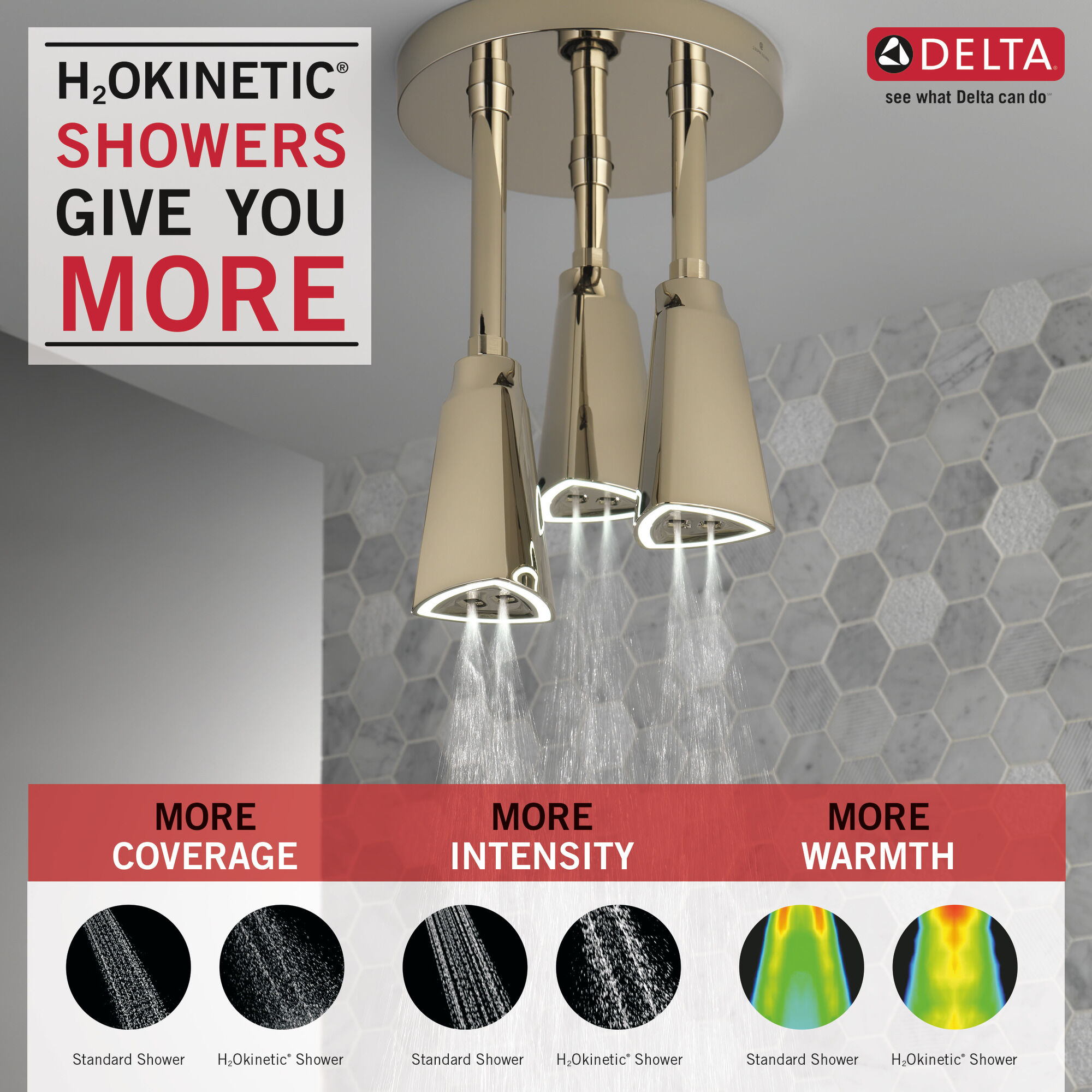 57140-PN25-L Подвесная душевая лейка Raincan со светодиодной подсветкой H2Okinetic® Delta Faucet Universal Showering Полированный никель  - Вид №1