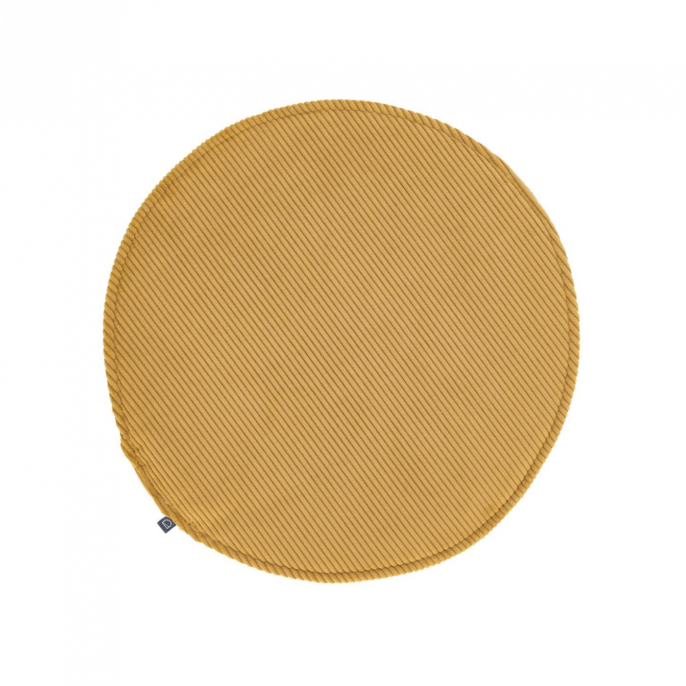 095813 Круглая вельветовая подушка на стул горчичная 35 см La Forma Sora 