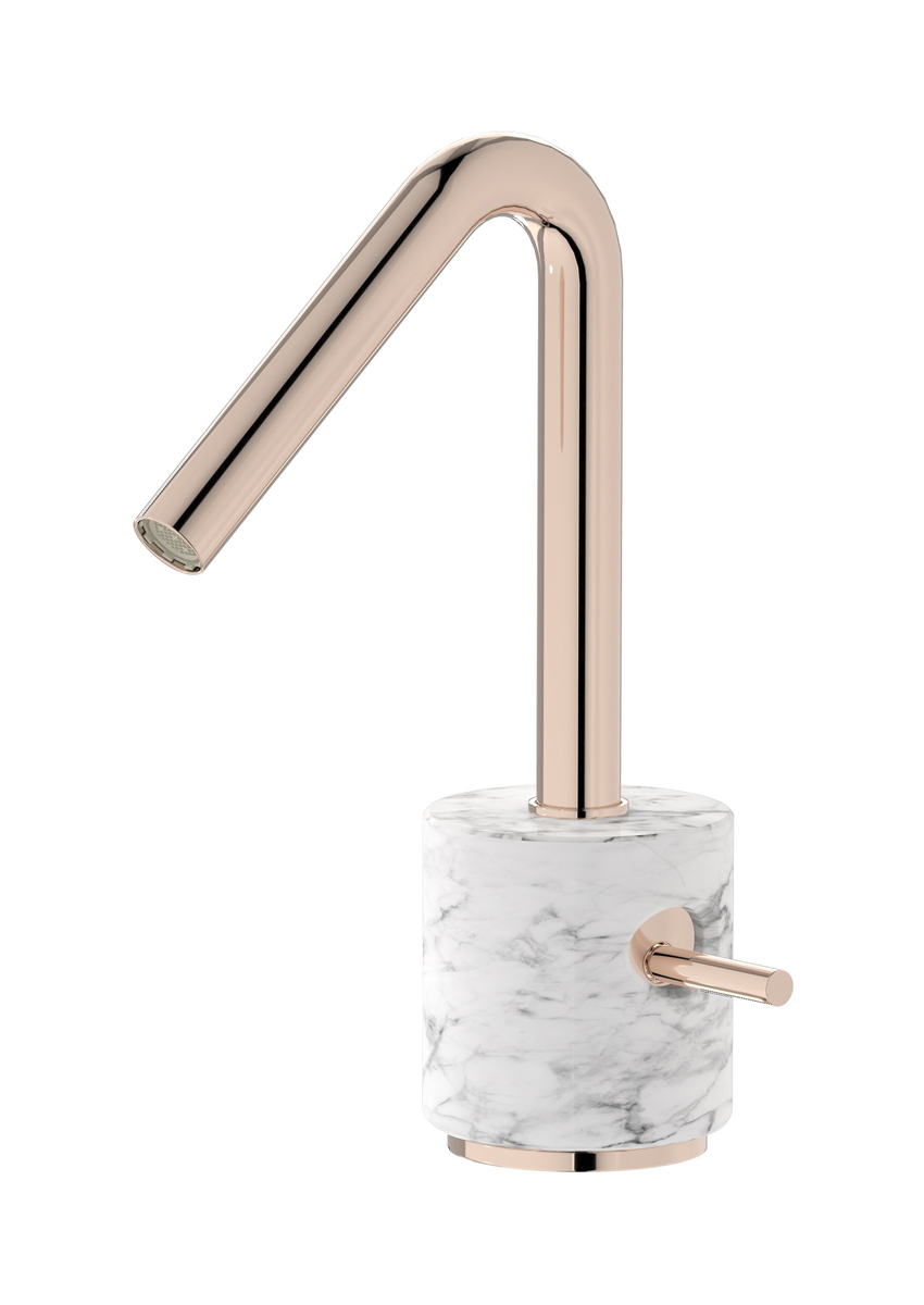 Смеситель для раковины на 1 отверстие в комплекте с донным клапаном WE ARE IB mr200rs_1 Rose Gold Marmo