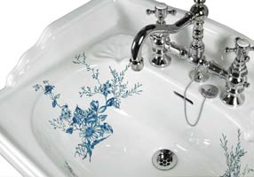 Gentry Home Таз большой белый Victorian Садовый узор GH101246 - Вид №1