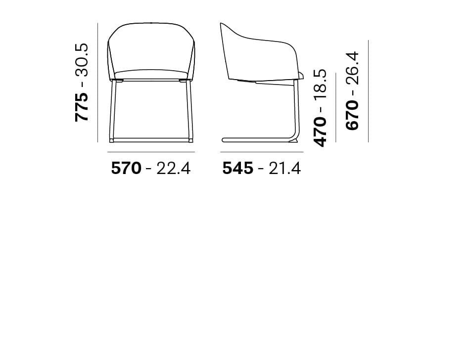 Мягкий консольный стул с подлокотниками Pedrali Laja ARCH-00066215 - Вид №8