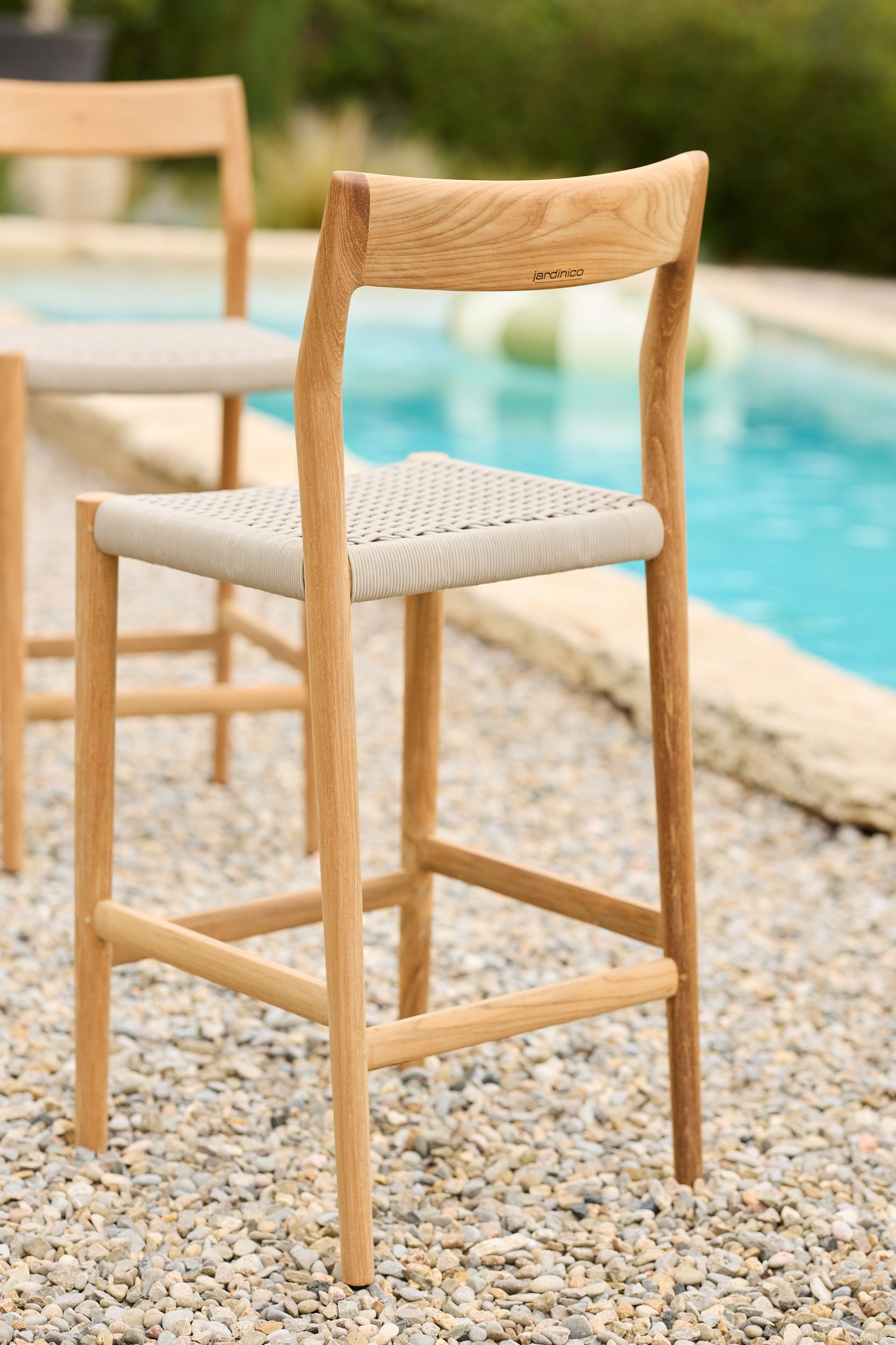 Высокий стул из тикового дерева со спинкой Jardinico Dune ARCH-00051733 - Вид №1