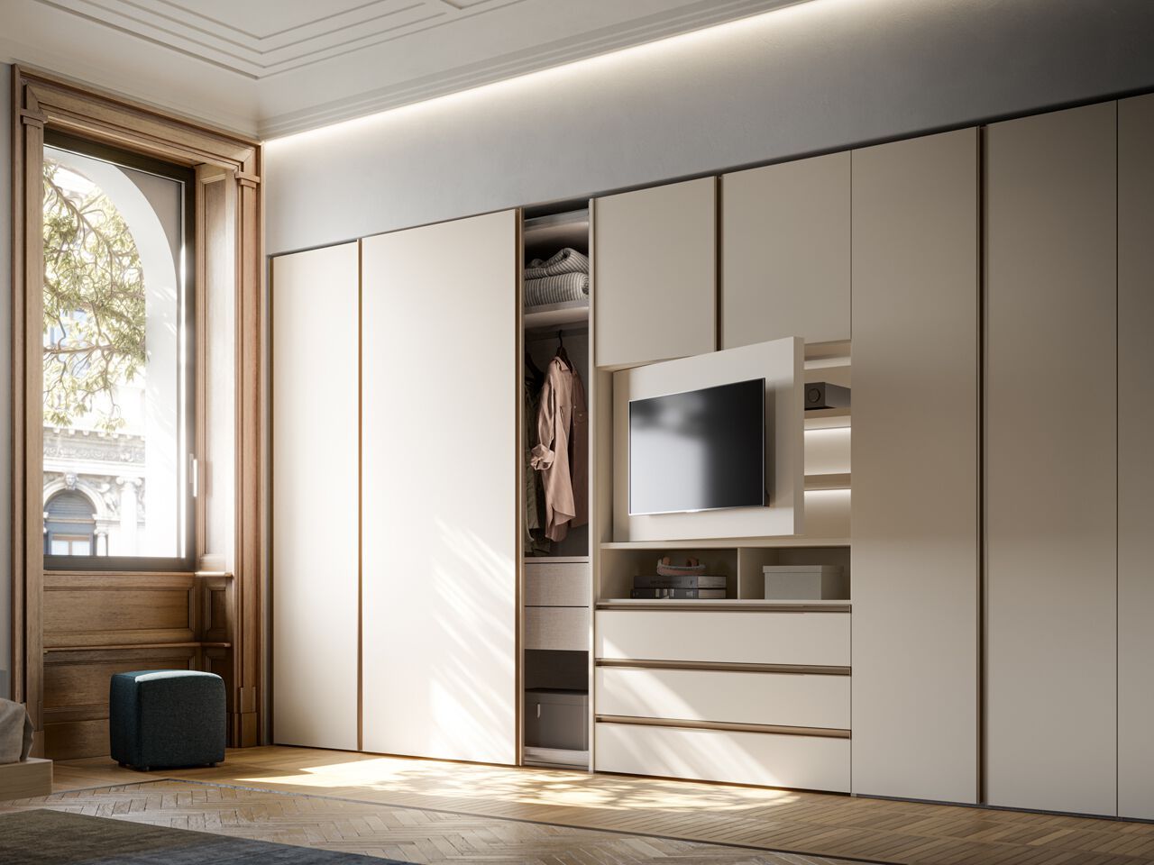 Секционный деревянный шкаф с раздвижными дверями Santalucia Mobili Ego ARCH-00001654