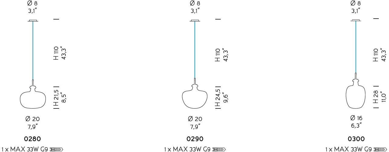 Sylcom Подвесной светильник из стекла Aphros 0280/0290/0300 - Вид №4