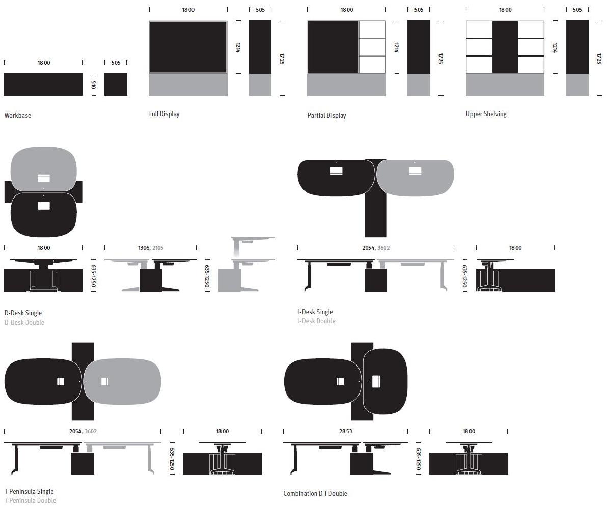 Herman Miller Модульный стол с регулируемой высотой и встроенной полкой Locale sun-id-1403367 - Вид №17
