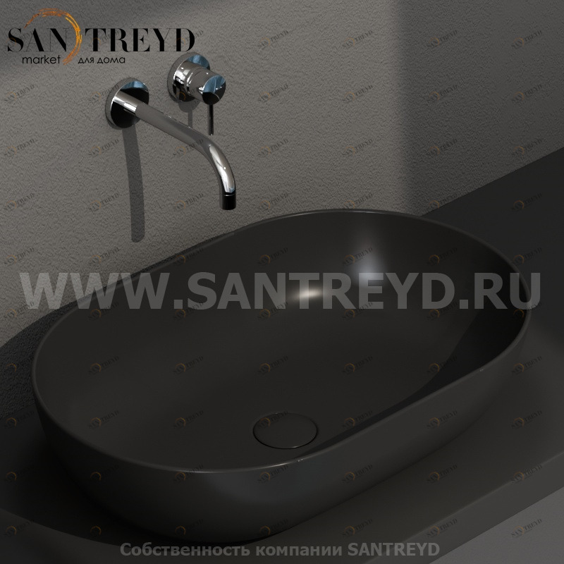 B6O60AR Накладная раковина на столешницу  овальная Ceramica Globo T-EDGE