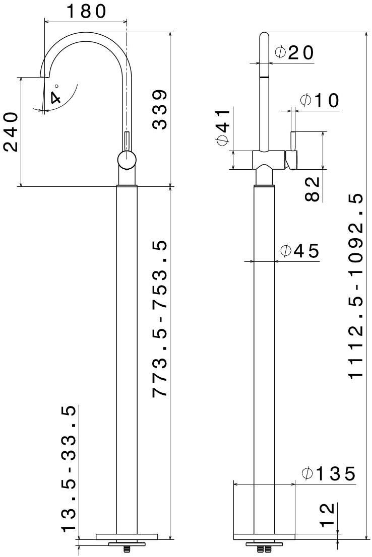 newform Смеситель для умывальника напольный без слива Blink 70818e - 70918e - Вид №2